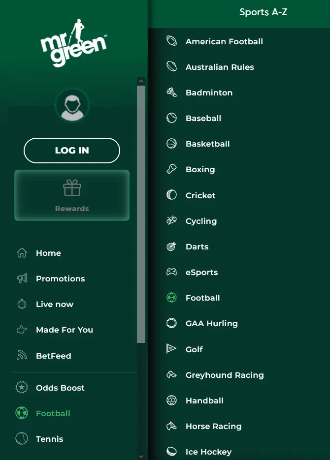 Available Sports Mr Green Available Sports Mr Green