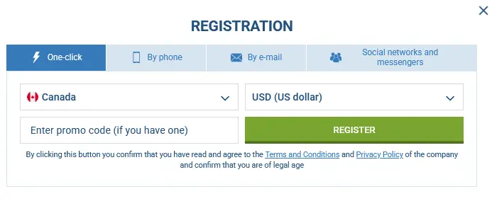 One-Click Registration 1xBet One-Click Registration 1xBet