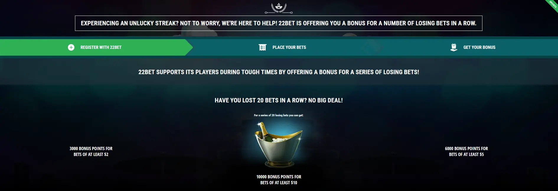 Losing Streak Recovery Bonus - 22bet Losing Streak Recovery Bonus - 22bet